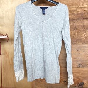 Ralph Lauren heathered grey lace long sleeve shirt